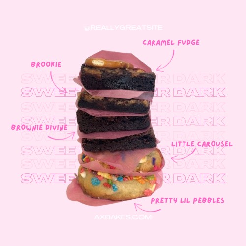 Sweetly After Dark dessert box with fudgy brownies, brookies, and colorful cookies — local bakery treats available in Perris, Temecula, and Murrieta